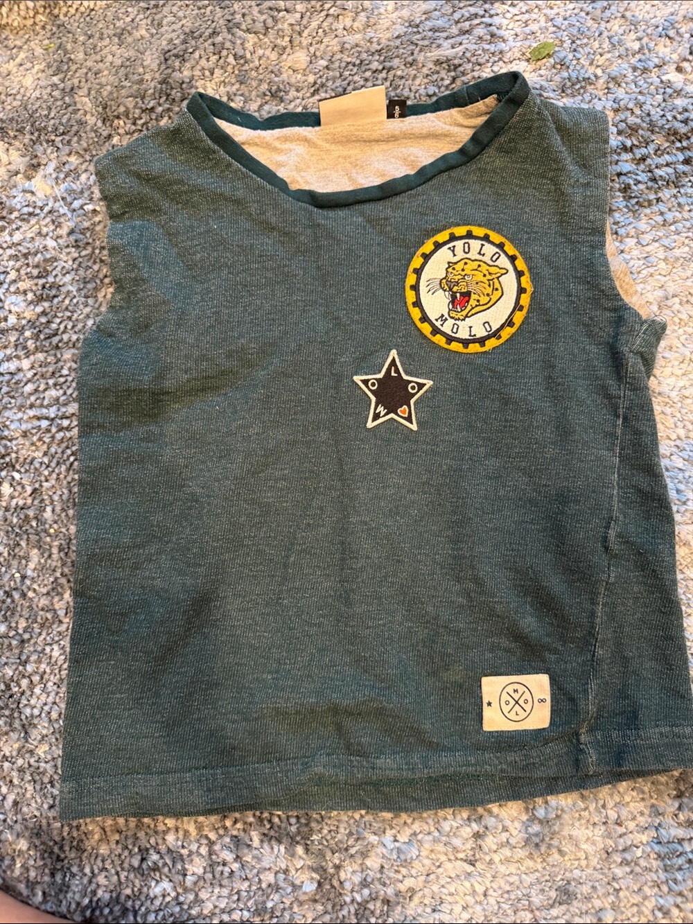 Molo Teal Green Boys Tank with Yellow Badge & Star Patches